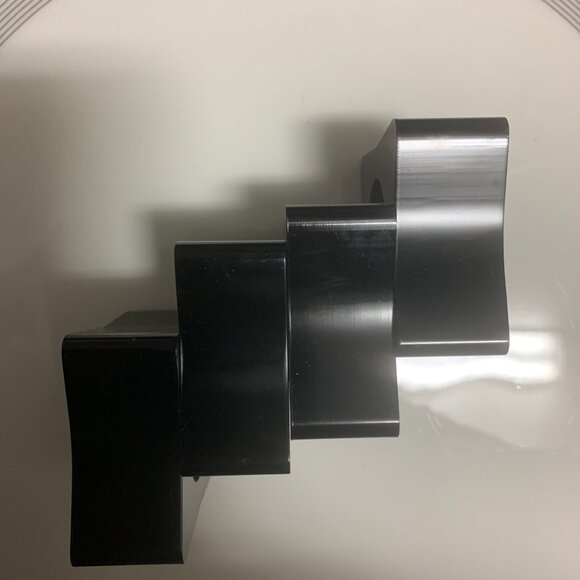 Vintage 80s Napkin Rings Chunky Black Lacquer Mod Set of 4 Four - Picture 5 of 7